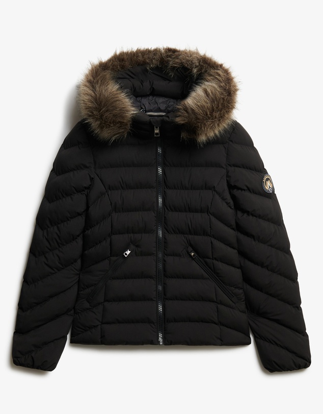 Superdry - Fuji Faux Fur Slim Fit Hood Padded Jacket
