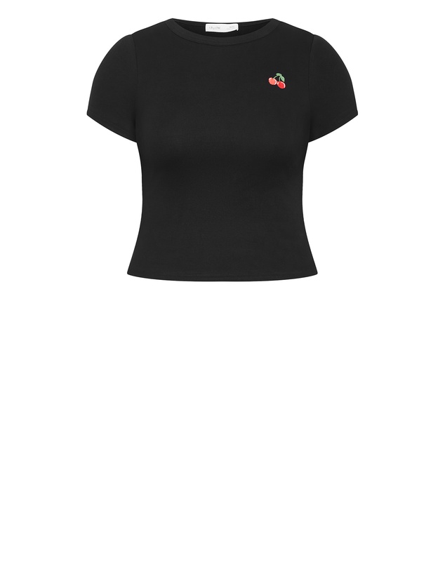 City Chic - Plus Size Cherry Tee - black