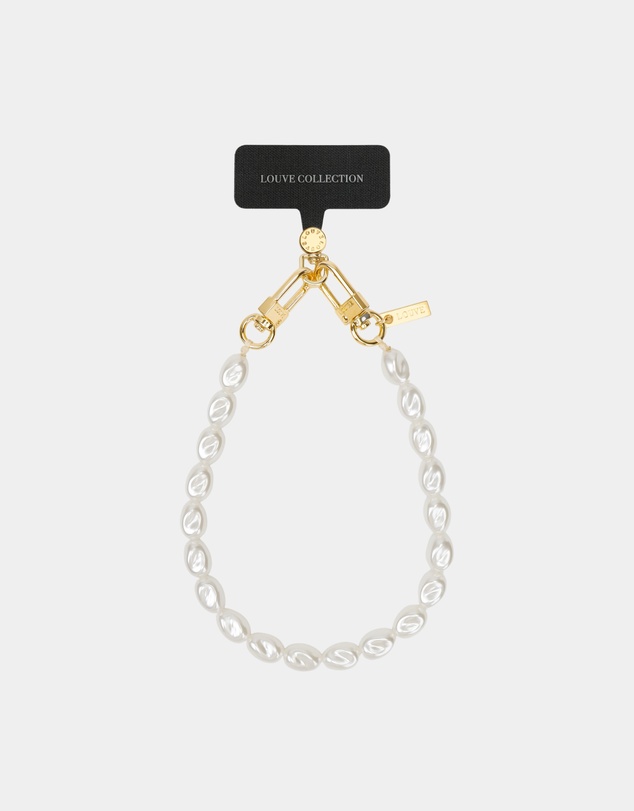 LOUVE COLLECTION - Universal Phone Strap Connector (Black) + Pearl Wristlet