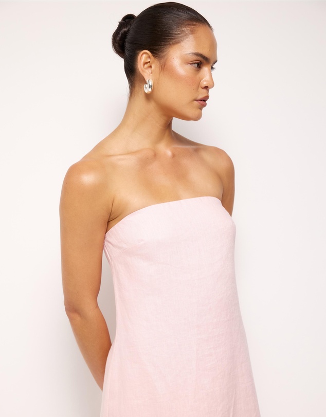 AERE - Quinn Embroidered Linen Midi Dress