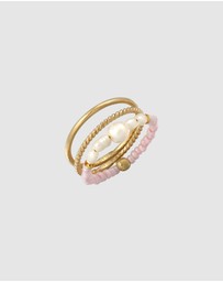 Elli Jewelry - Ring Set Copper Freshwater Pearls Stacking Rose Sterling Silver