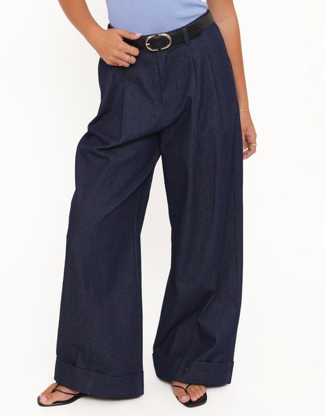 Petal & Pup - Elinor Cuffed Denim Pant - Dark Wash