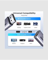 Ugreen - UGREEN DisplayPort to HDMI 4K Adapter 2 Pack Aluminium Housing Plug and Play Black