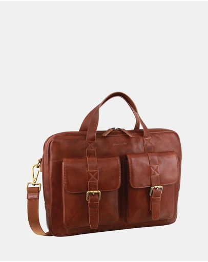 Pierre Cardin - Pierre Cardin Men's Rustic Leather Satchel/Messenger Bag