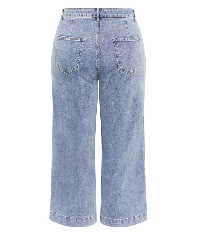 City Chic - Plus size Harley Fit Avery Wide Leg Crop Jean - mid wash
