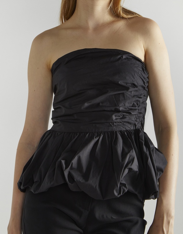 Glamorous - Ruched Puffball Peplum Strapless Top
