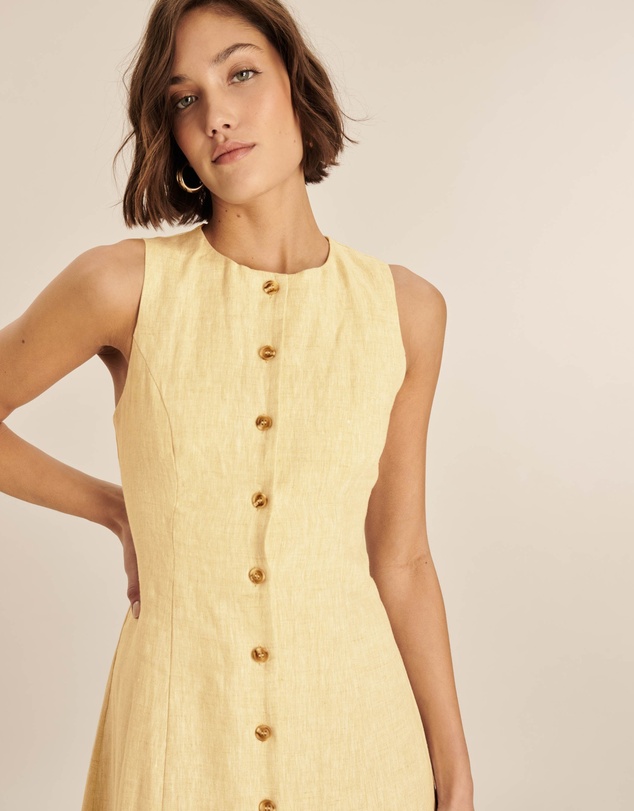 Revibe - Repaired AERE Violet Linen Button Down Midi Dress - AU 18