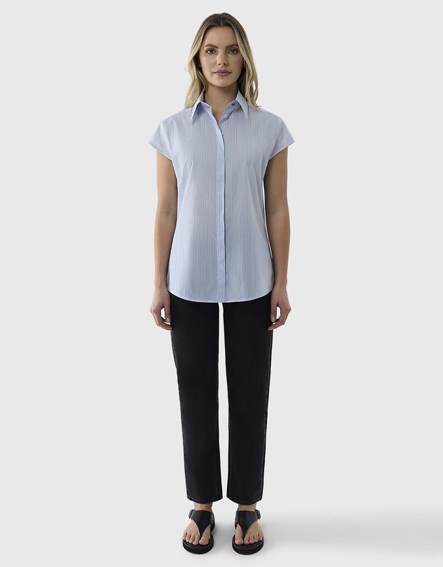 Farage - Cap Sleeve Stripe Shirt