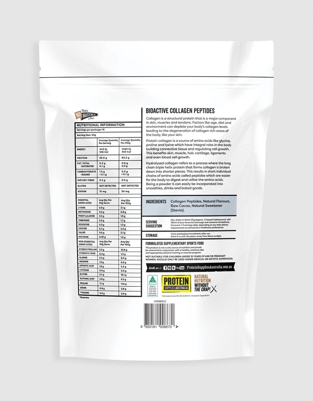 Protein Supplies Australia - Chocolate Collagen Peptides - 500g