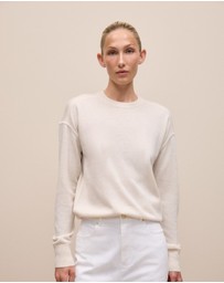 Trenery - Merino Cashmere Forward Shoulder Seam Crew in Oat