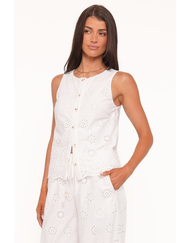 Petal & Pup - Winny Button Front Top - White Broderie
