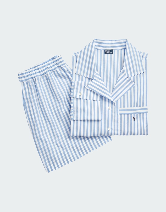 Polo Ralph Lauren - Shirting Stripes Crop Top & Boxer Short Cotton Pyjama Set