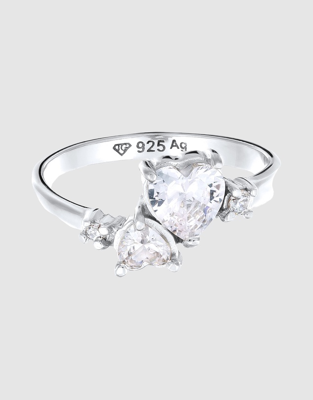 Elli Jewelry - Ring Crystal Hearts 925 Sterling Silver