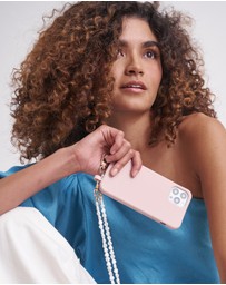 LOUVE COLLECTION - Dusty Pink Phone Case + Pearl Crossbody Chain & Wristlet