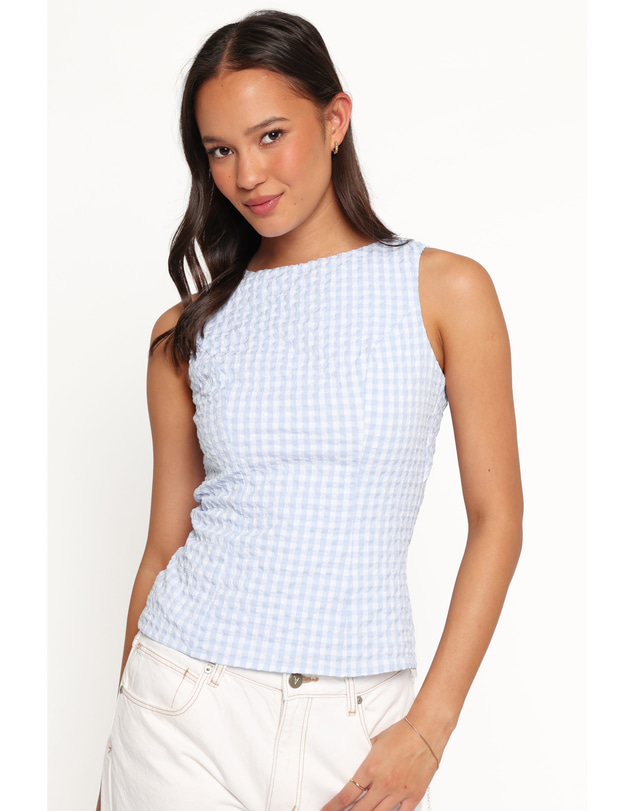Petal & Pup - Brynn Tie Back Top - Blue Gingham
