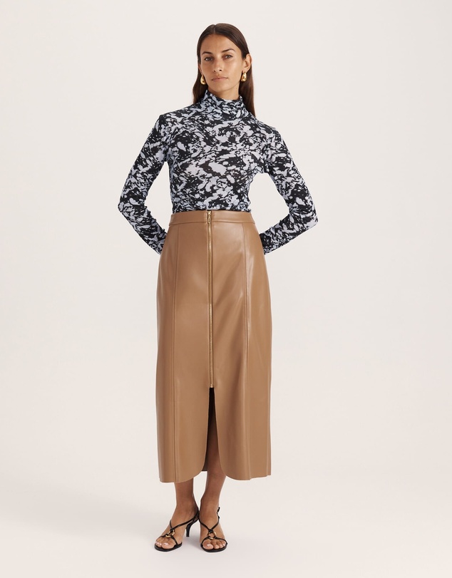 SABA - Viv Faux Leather Zip Front Skirt