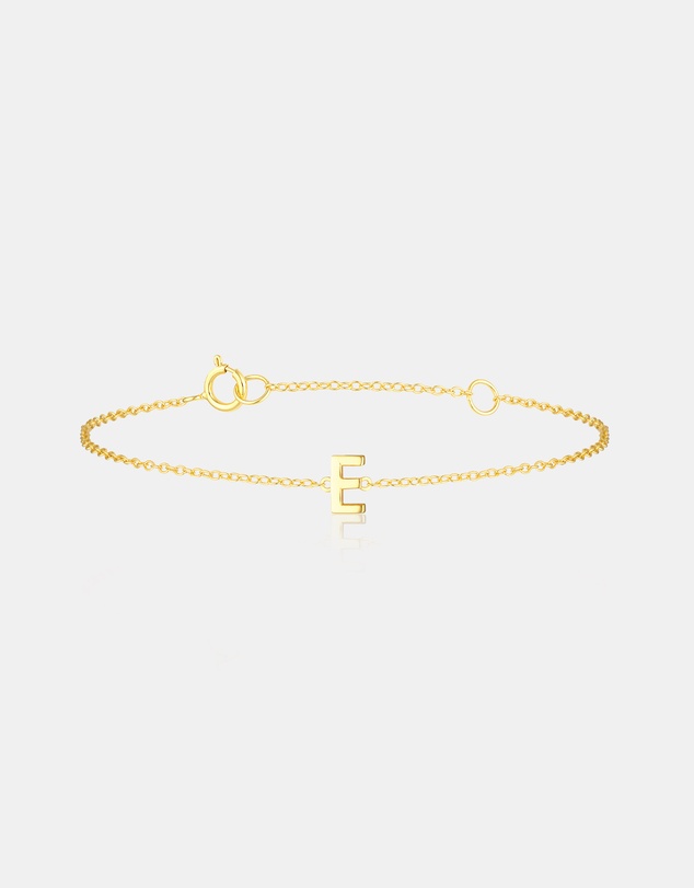 The Silver Collective - Petite A-Z Letter Bracelet Gold - E
