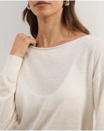 Atmos&Here - Riva Off Shoulder Fine Knit Top With Long Batwing Sleeve