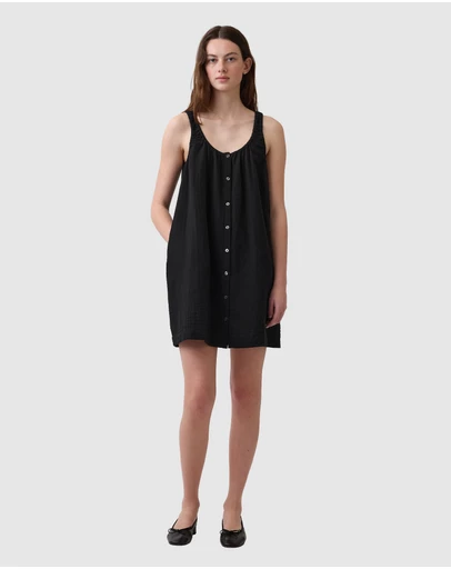 GAP - Sleeveless Scoop Button Front Mini Dress