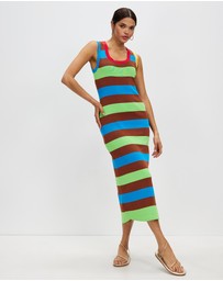 KAJA Clothing - Striped Sleeveless Knit Bodycon Long Gladys Dress