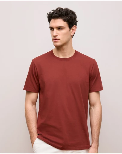 Trenery - Cotton Jersey Crew T-shirt in Deep Red