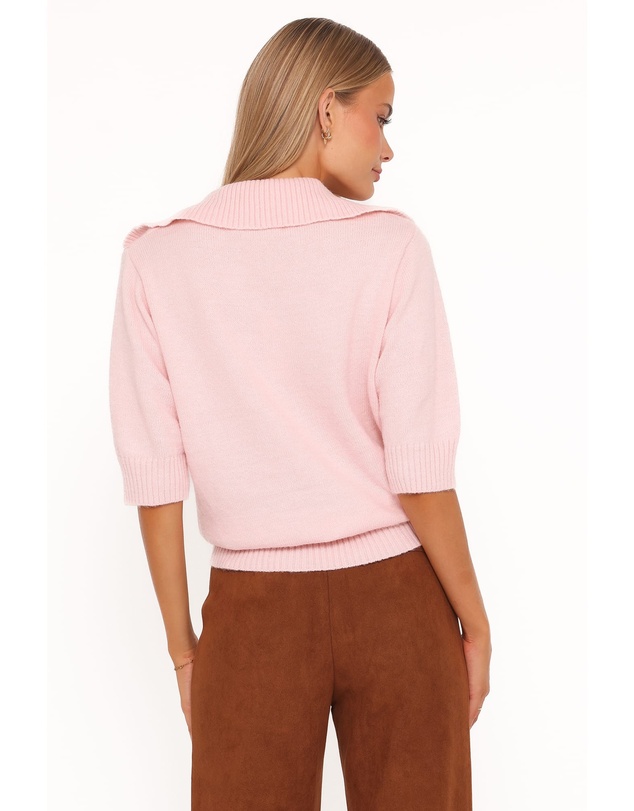 Petal & Pup - Bels Short Sleeve Collar Knit Sweater - Pink