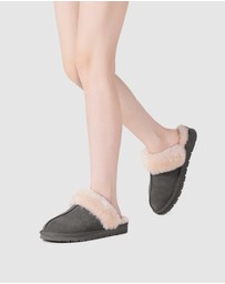 EVERAU - EverAU Ugg Muffin Slipper Suede Cow Suede Upper House Shoes