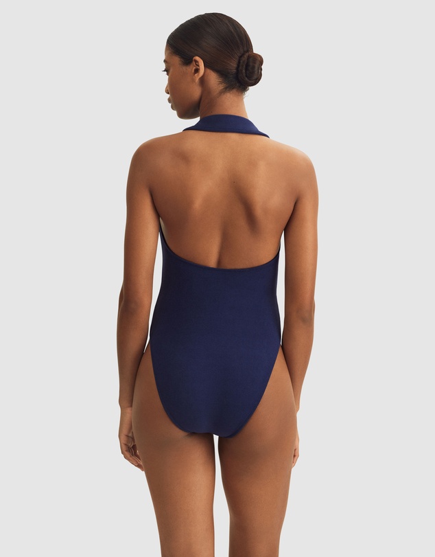 Polo Ralph Lauren - Terry High Neck Halter Swimsuit With Collar