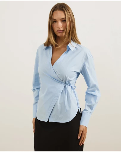 Atmos&Here - Kitt Cinched Waist Tie Wrap Shirt