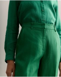 Trenery - Linen Twill Tapered Leg Trouser in Evergreen