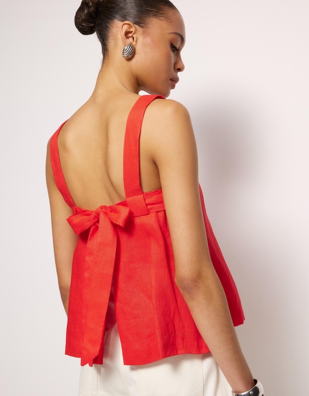 AERE - Straight Neck Tie Back Top