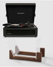Crosley - Crosley Voyager Bluetooth Portable Turntable - Black + Bundled Crosley Record Storage Display Stand