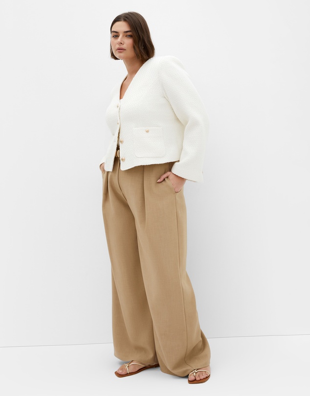 City Chic - Plus size Annabelle Boucle Jacket - cream