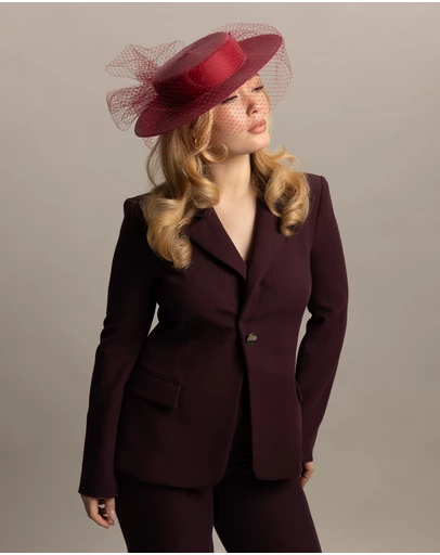 Morgan & Taylor - Danika Racewear Boater in Burgundy Red