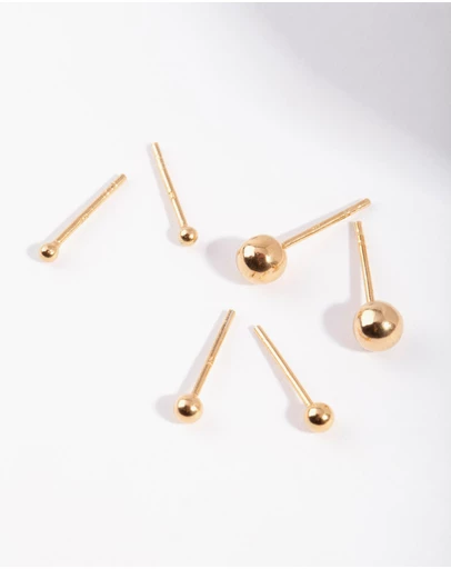 Lovisa - Gold Plated Sterling Silver Ball Earring Pack