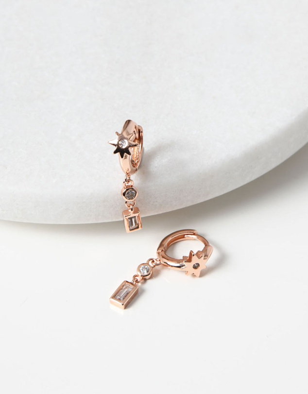 Forcast - Diya Rose Gold Plated 2pc Earring Set