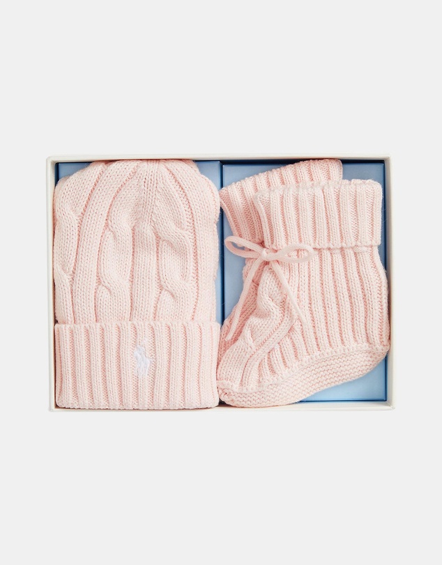 Polo Ralph Lauren - Cable-Knit Cotton Beanie & Bootie Set - Babies