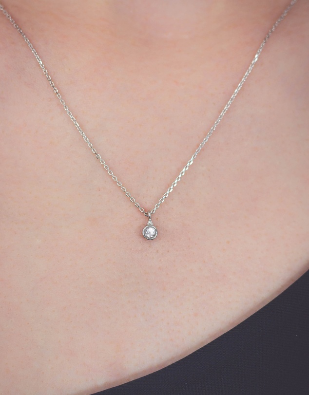 Georgini - Natural Topaz And Diamond April Silver Pendant