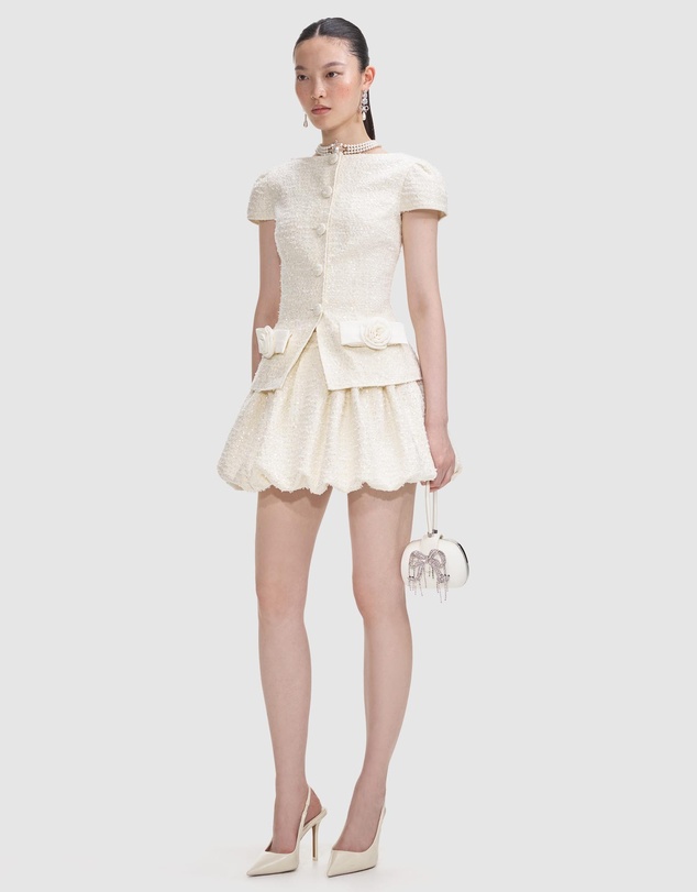 Self Portrait - Boucle Bow Detail Mini Dress