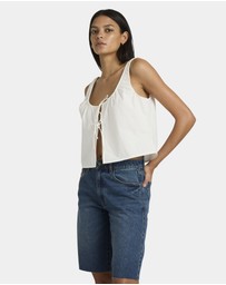 RVCA - Womens Long Beach Denim Shorts