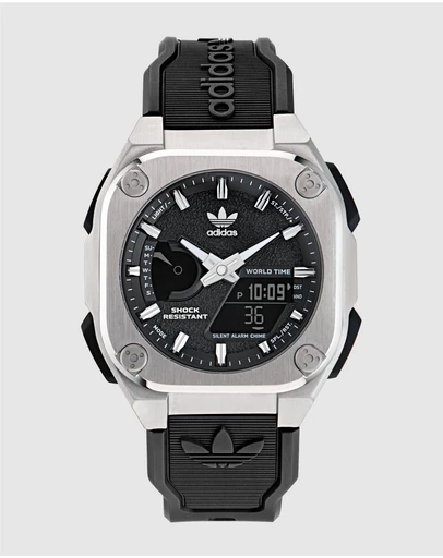 adidas Originals - City Tech One Black and Silver-Tone Watch