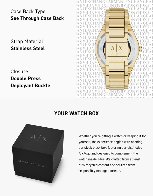 Armani Exchange - Gold Analogue Watch