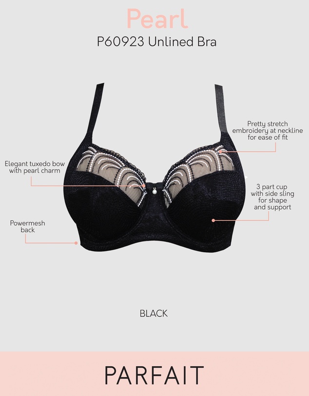 Parfait - Pearl Wired Unlined Full Bust Bra With Embroidery