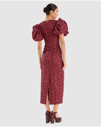 ROTATE - Jacquard Midi Puffy Dress