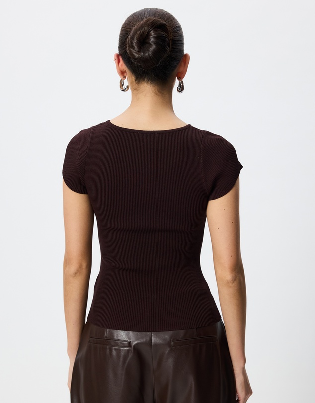 Tussah - Charlotte Cap Sleeve Boat Neck Knitted Top