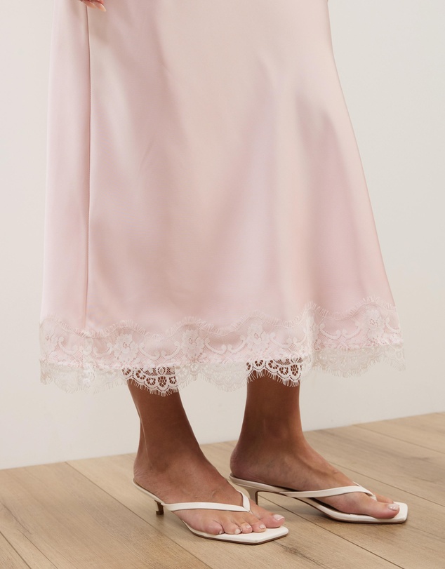 Atmos&Here - Paris Lace Satin Midi Skirt