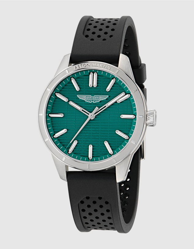 Aston Martin - HDL Podium Green Stainless Steel Black Silicone Strap Watch