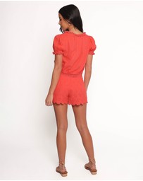 Petal & Pup - Zafira Lace Trim Shorts - Coral