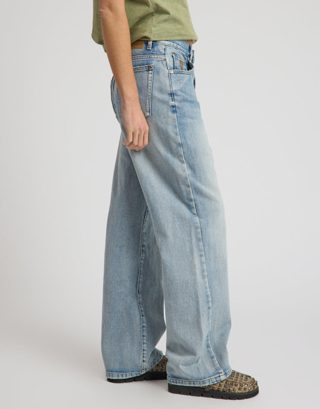 ONE TEASPOON - Baxters Mid Waist Wide Leg Denim Jeans - Hendrixe Blue
