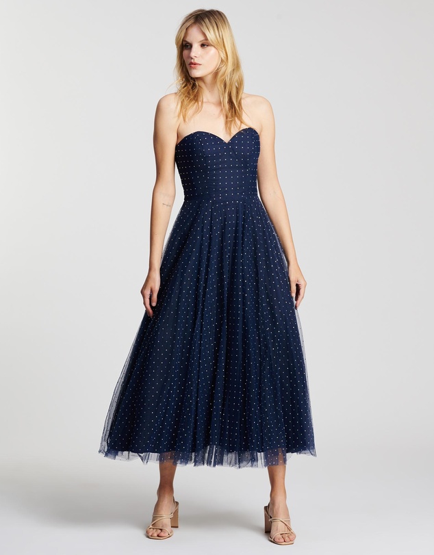 Bariano - Reese Strapless Tea Length Midi Dress